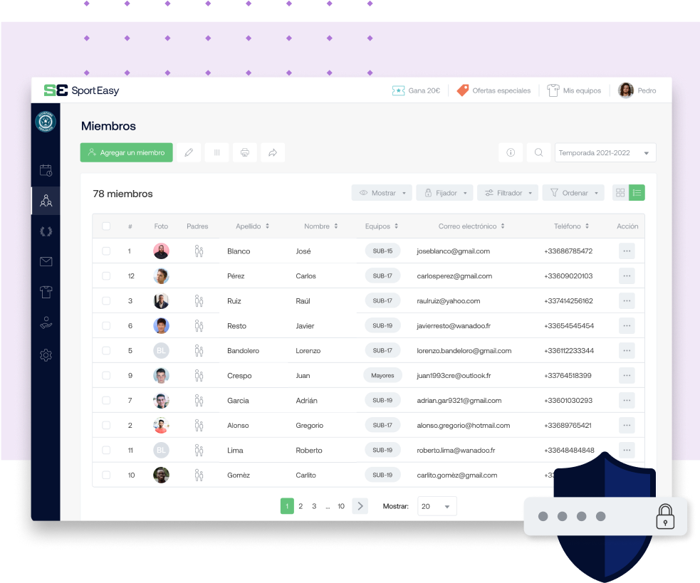 SportEasy garantiza la protección de los datos